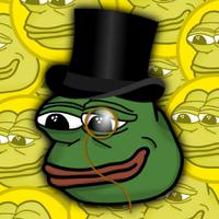 pepe fancy surrounded by pepe coins 