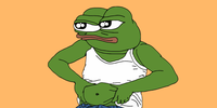 pepe fat grabbing stomach 