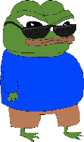 pepe fat standing with sunglasses 