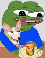 pepe feeds dog friend 