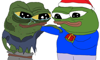 pepe gives homeless pepe present 