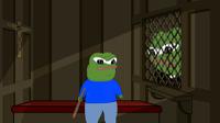 pepe goes to confession with stick 