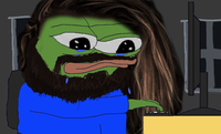 pepe hair beard pressing keyboard 