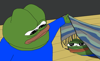 pepe hides under blanket 