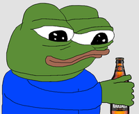 pepe holding beer 