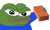 pepe holding brick 