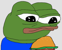 pepe holding burger bun 