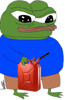 pepe holding gas can 