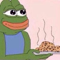 pepe holding hot plate cookies 