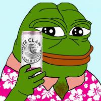 pepe holding white claw hula shirt 