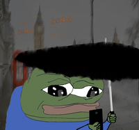 pepe in britain raining 