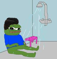 pepe in shower black hair 