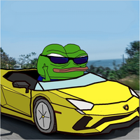 pepe in yellow lambo middle finger 
