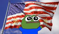 pepe kid in front of american flag 