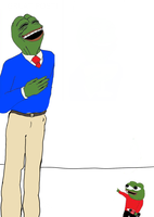 pepe laughing at small pepe 