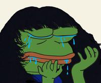 pepe long hair crying 