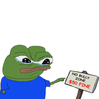pepe mad crying pointing at no bully zone sign 