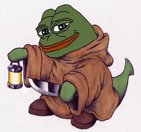 pepe monk holding knife lantern 