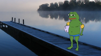 pepe on dock swimming 