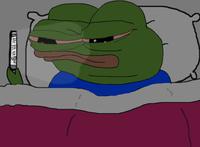pepe on phone bed 