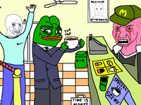 pepe ordering coffee from wojaks 