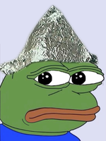 pepe paranoid tinfoil hat 