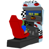 pepe playing racing arcade game 