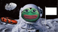 pepe plush on moon flag meme template 