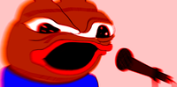 pepe red face angry singing 
