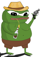 pepe redneck straw hat pistol beer 