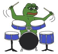 pepe sad playing drums 