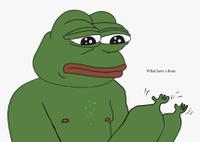 pepe sad small hands what have I done 