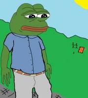 pepe sad walking field 