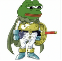 pepe sad wearing armor 