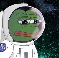 pepe sad wearing spacesuit 