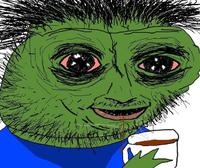 pepe schizo drinking coffee 