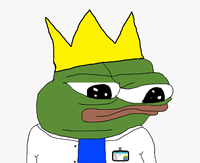 pepe scientist wearing crown lab coat 