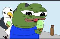 pepe seagull eat ice cream 