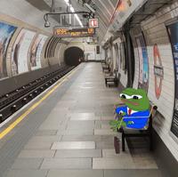 pepe sitting in london tube 