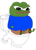 pepe sitting on toilet 