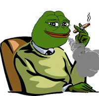 pepe smoking cigar in chair 