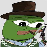 pepe smoking cigar six gun 