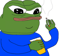 pepe smoking cigarette drinking beer 