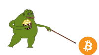 pepe smug eating popcorn provoking bitcoin 