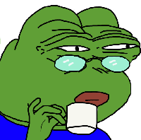 pepe squinting glasses drinking coffee tea 