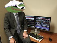 pepe stock trader underwear on head 