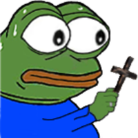 pepe sweating holding cross 