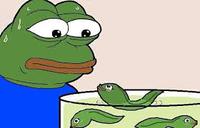 pepe sweating looking at tadpoles 