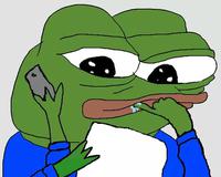 pepe three hands holding paper cellphone 