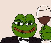 pepe tuxedo raising wine glass front 